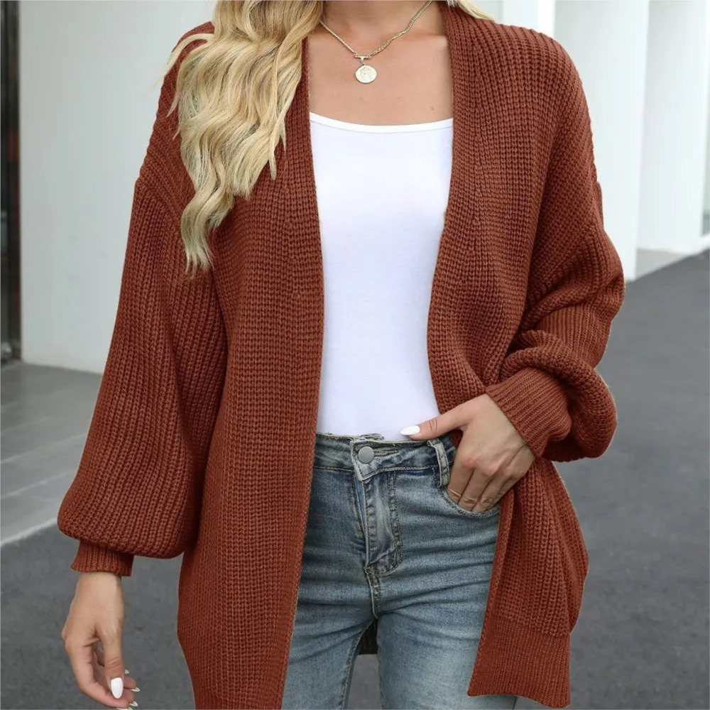 Women Cardigan Jacket Lady Cozy Sweater Stylish Autumn Winter Knitwear Midlength y250109Z