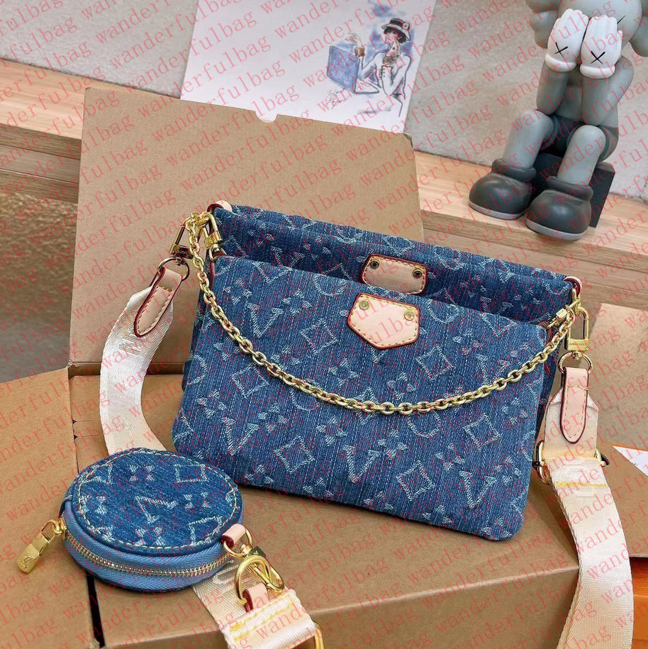 10A Designer bag Denim Vintage Shoulder Bag Women Tote Bags Handbag travel bag Old Flower Underarm Bag Print Purse Backpack Gold Hardware Pouch Blue bag pochette