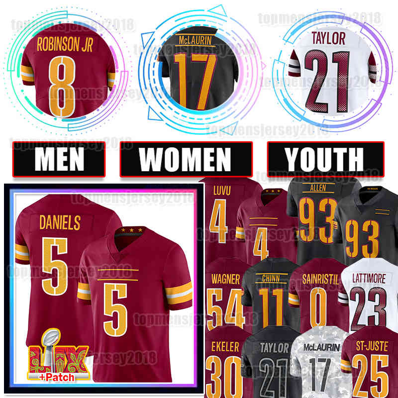 5 Jayden Daniels Jersey Terry McLaurin Football Dyami Brown Frankie Luvu Commanders Sean Taylor Mike Sainristil Brian Robinson Jr. Marcus Mariota Marshon Lattimore