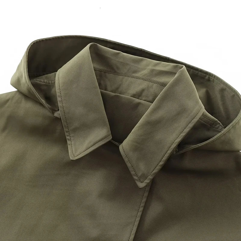 TRAF Female Windbreaker Outerwears Hood Cropped Jacket Women Solid Trench Coat Autumn Long Sleeve Demi-Season Casual Coats 250109