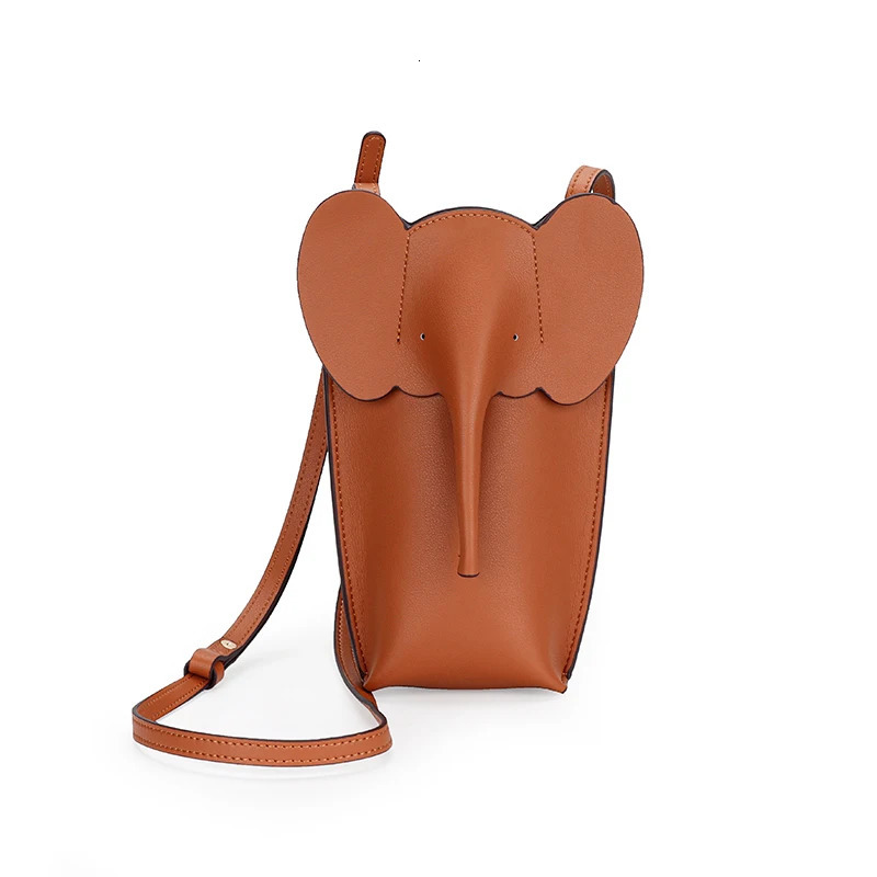 y Women Leather Small Handbag Cute Elephant Shape Mobile Phone Female Fashion Shoulder Versatile Crossbody Bag 250121