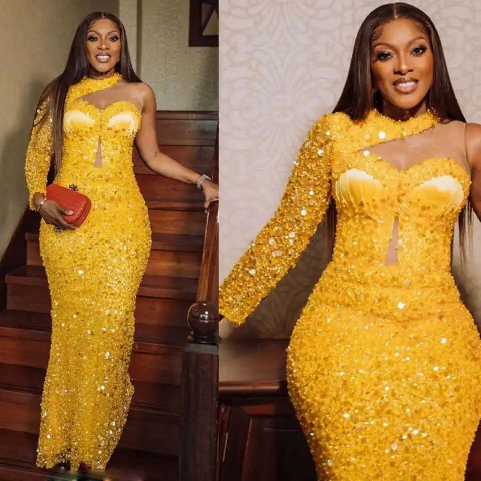Mermaid Evening Dresses High Neck Sequins Sleeves Single Shoulder Prom Custom Party Dress