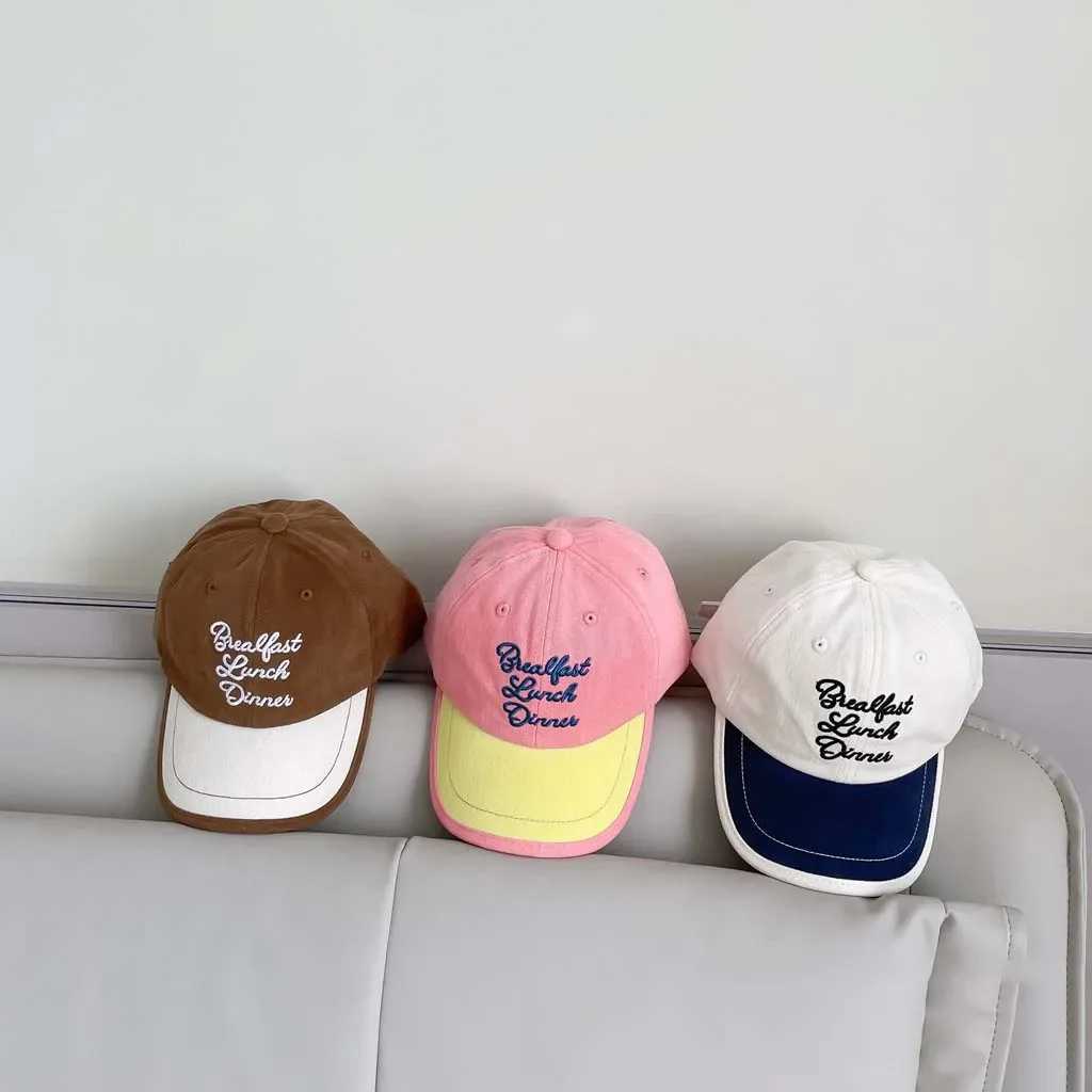 Korean Fashion Letter Childrens Baseball Hat Spring and Autumn Boys and Girls Sunset Match Colorful Duck Tongue Hat Baby Toe Hat M250121