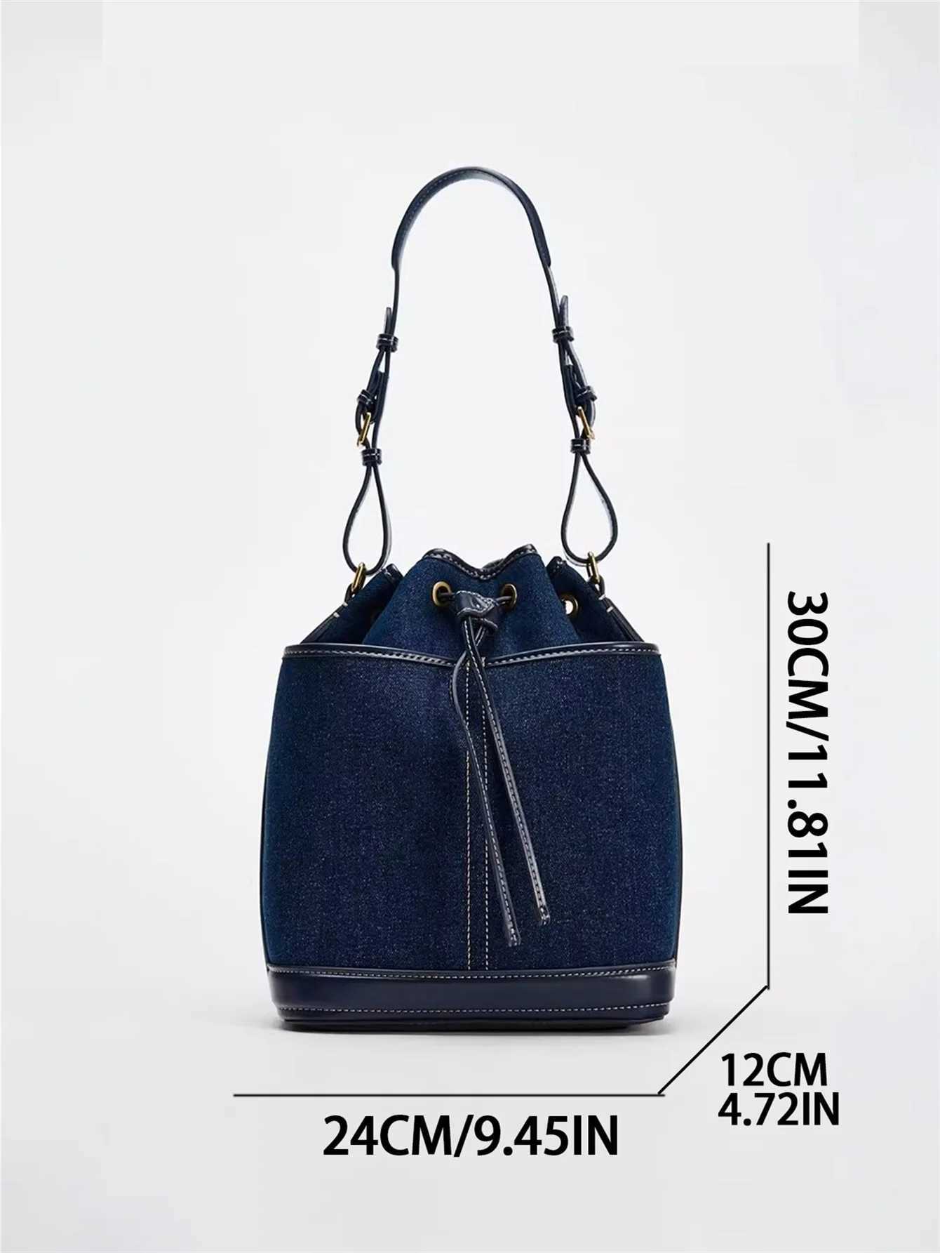 2024 Autumn/Winter new denim hand bill shoulder bag Fashion canvas bucket bag Y250121