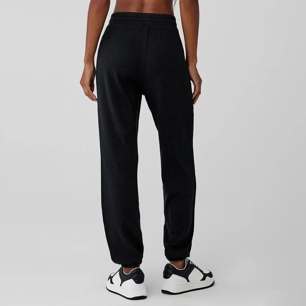 Waffle Weekend Escape Jogger O Neck Long Sleeve Crop Top Pant Sets Two Piece Set Outfit Lounge Trouser 250109