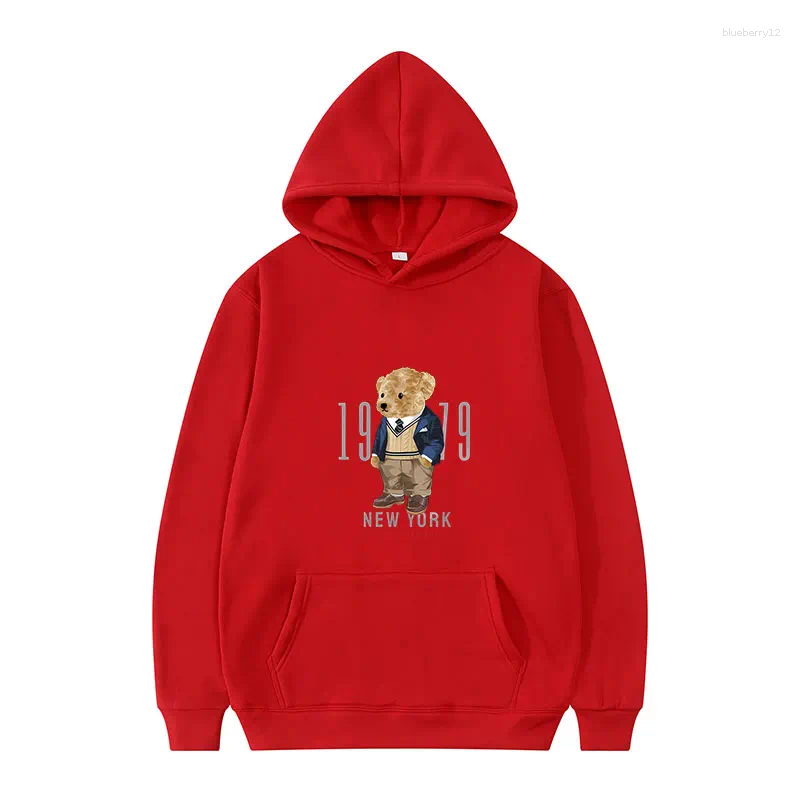 Stylish Hoodie Men Autumn Winter Teddy Bear Print Velvet Hoodie Mens Fashion Hoodies u0026 Strtwear Trendy Hooded Sportswear L2510183TFF