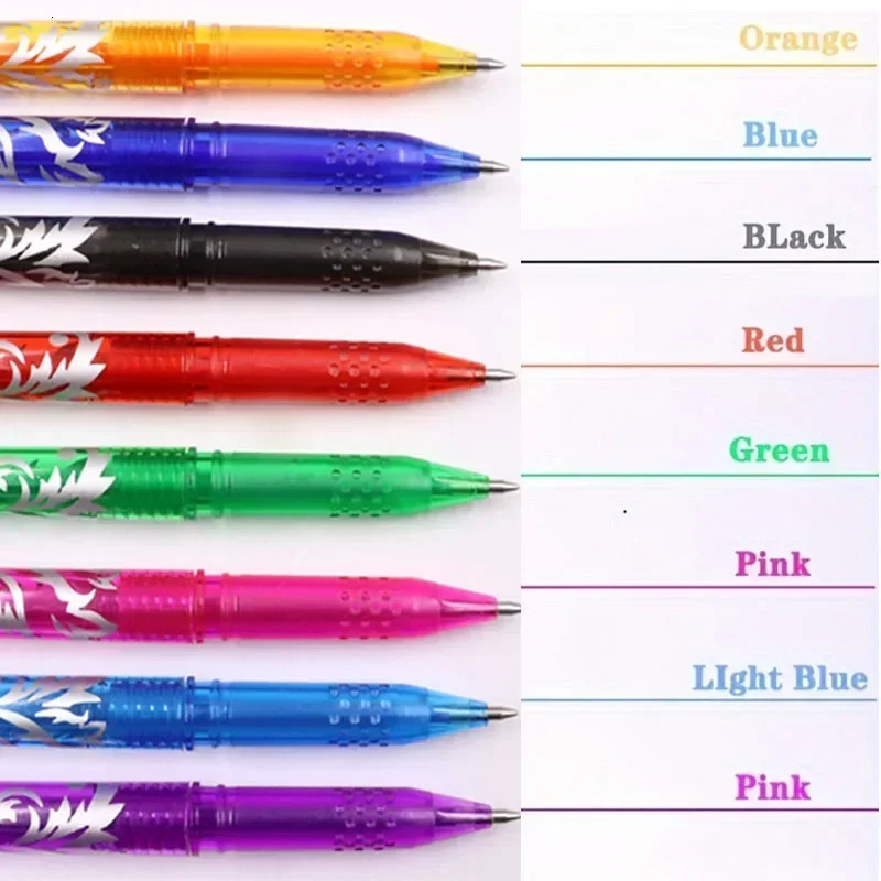 8pcs Multi-Color Erasable Gel Pen 0.5mm Tip Painting Writing Drawing School Black Blue Red Pink Orange Green Purple Light Blue 250121