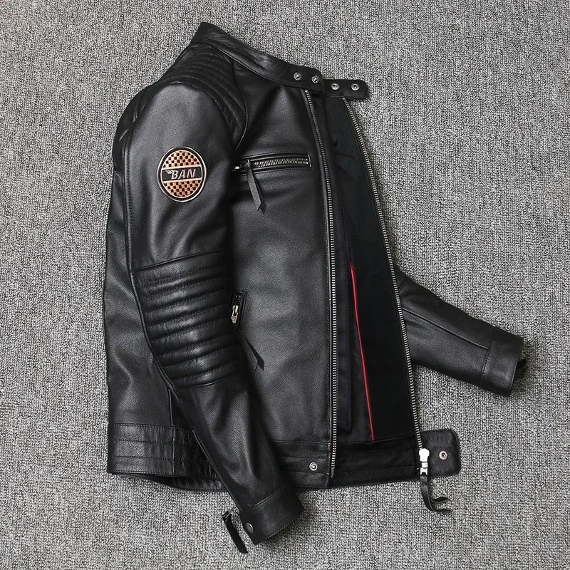 Motorcycle leather jacket mens style bicycle jacket ultra-thin denim spring jacket mens 250122