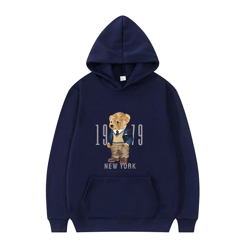 Stylish Hoodie Men Autumn Winter Teddy Bear Print Velvet Hoodie Mens Fashion Hoodies u0026 Strtwear Trendy Hooded Sportswear L2510183TFF