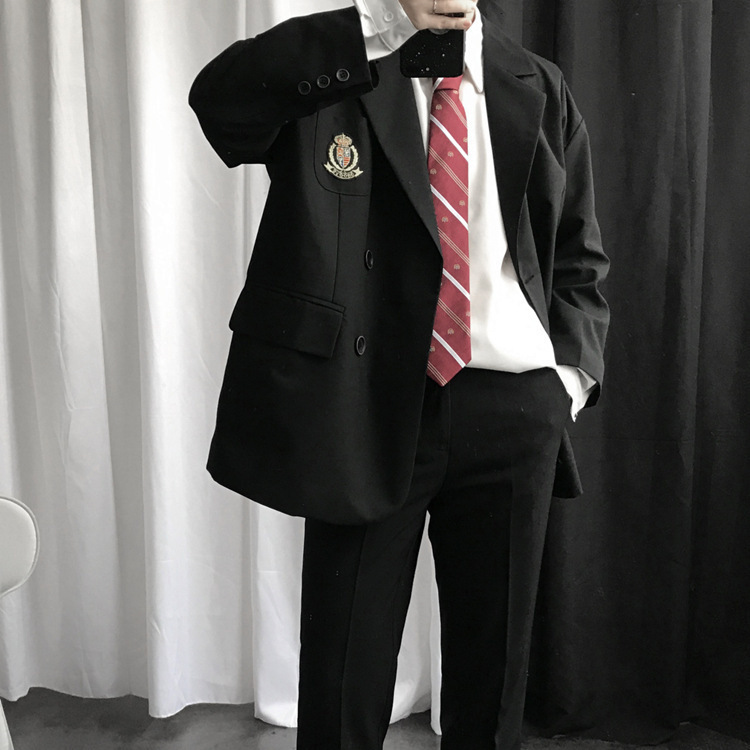 K122Elegant Men's Long Sleeve Business Suit - Slim Design Perfect for Students & Stylists