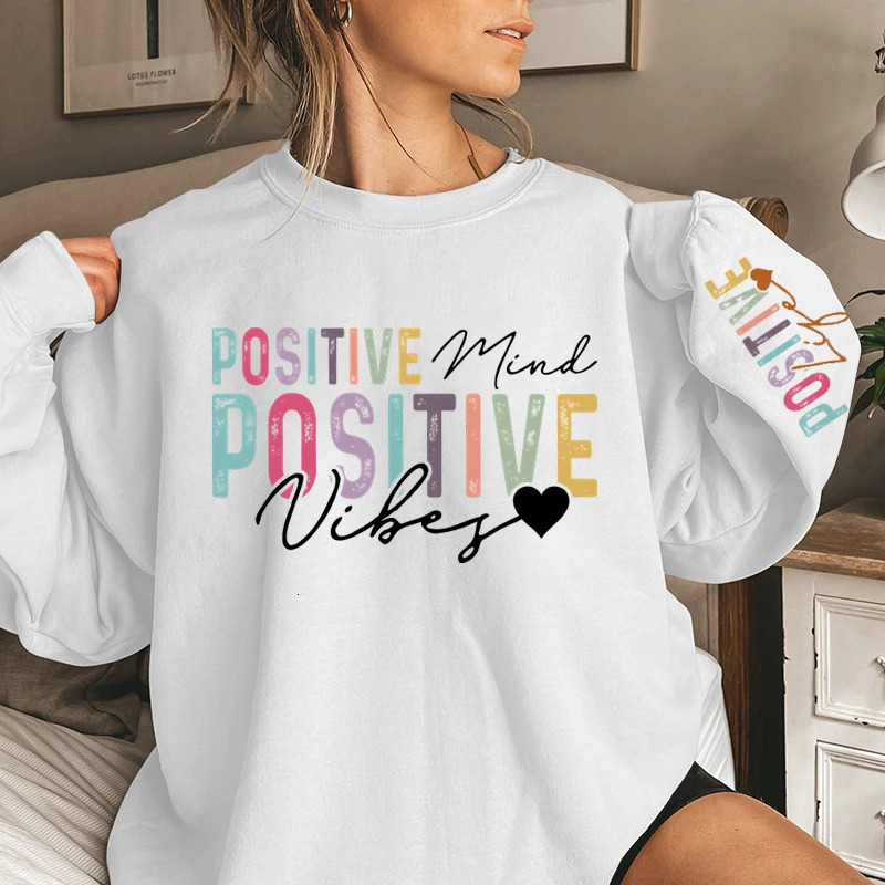 Womens Sweatshirts Positive Affirmations Life Mind Vibes Print Crew Neck Oversized Graphic Long Sleeves Pullovers 250121