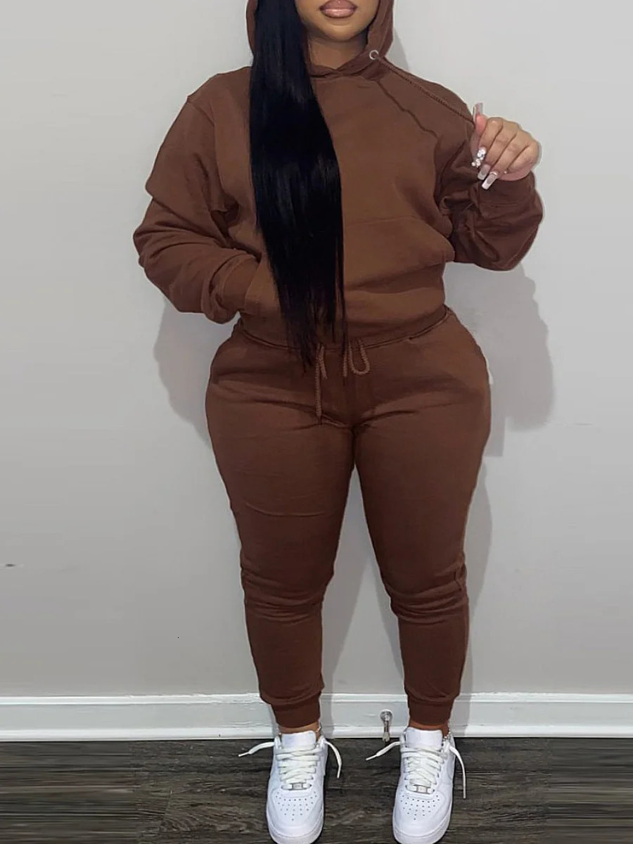 LW Plus Size womens matching tracksuit set Drawstring Tracksuit Set Female Autumn Sport Pants for Women Two Piece Sets 250122