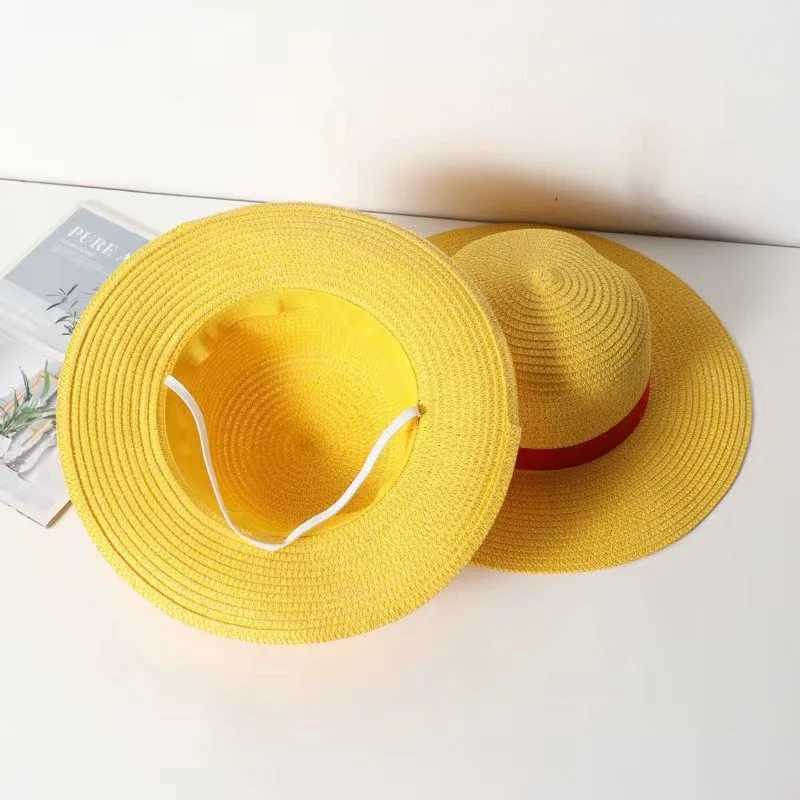 New Luffy Straw Hat Anime Cartoon Cosplay Accessories Caps for Women Men Children Fashion Cute Summer Yellow Sun Hat Sunshade M250121 - view 5