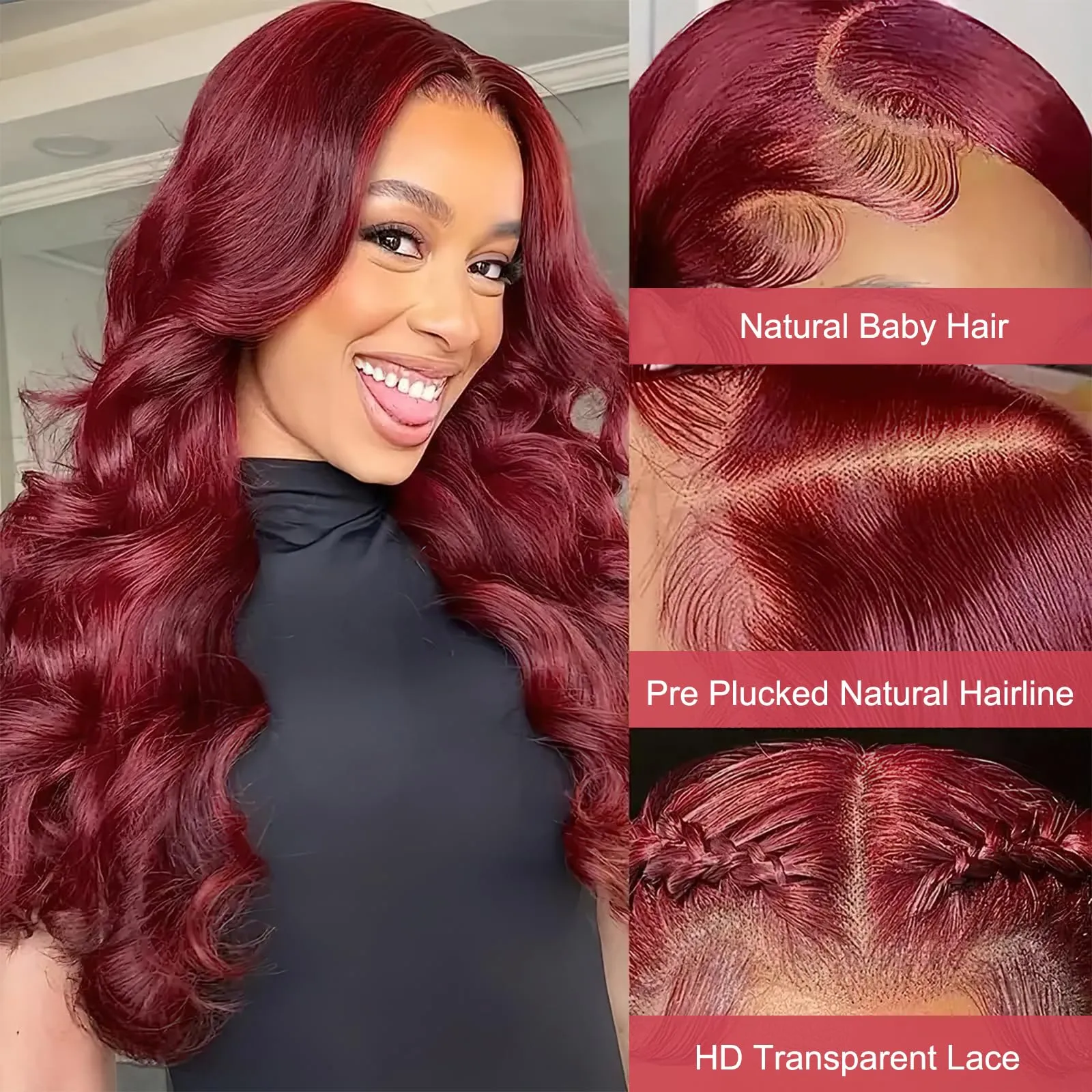13x4Lace Front Synthetic Wine Red Wig 32Inch Long Natural Wave Big Curly Wigs Versatile Style For Daily Use 180 Density heat-resistant fiber Look Like