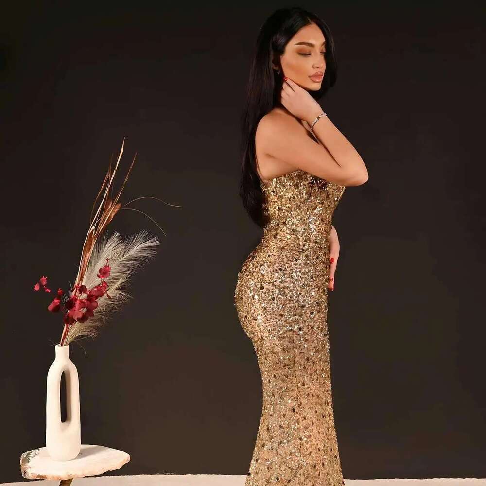 Strapless Crystal Sleeveless Sequin O Evening Dresses, Custom Party Dress 6660311