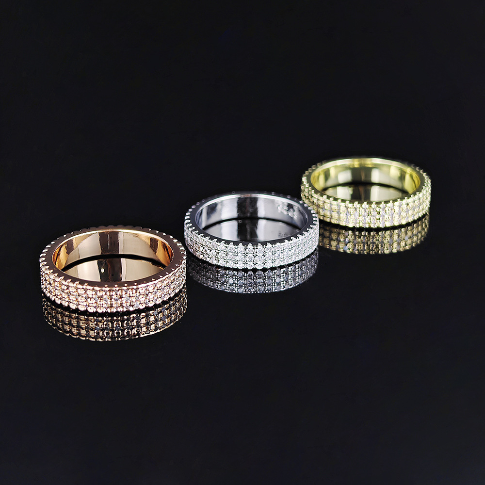 Ins Top Sell Wedding Designer Rings Luxury Jewelry Stack 925 Sterling Silver Pave Micro 5A Cubic Zircon Diamond Gemstones Party Eternity Women Engagem