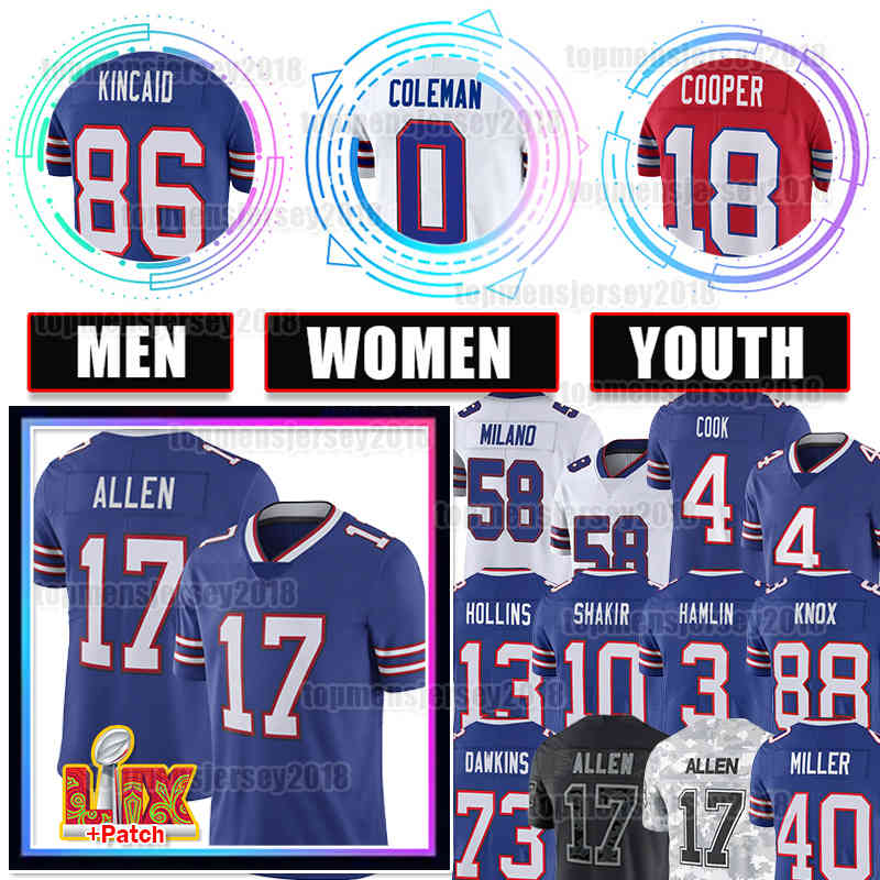17 Josh Allen Jersey Keon Coleman Football Dalton Kincaid Amari Cooper James Cook Khalil Shakir Mack Hollins Damar Hamlin Gregory Rousseau Terrel Bernard Tyler Bass