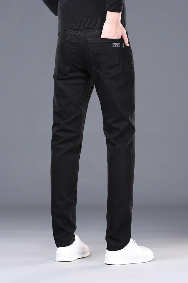 Spring and Summer Mens Jeans Simplified Korean Edition Slim Fit Straight Leg Versatile Shaped Mid Waist Elastic Mens Jeans 250116