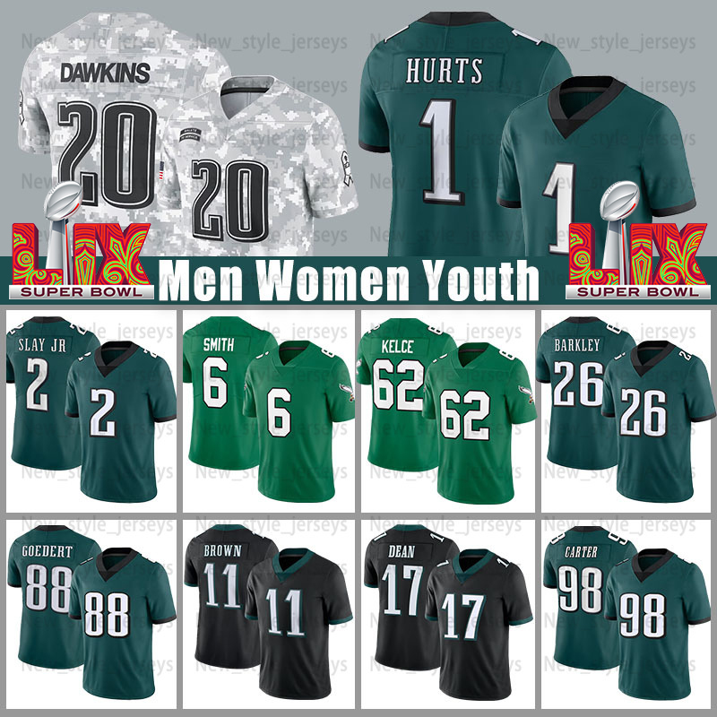 Jalen Hurts Football Jerseys A.J. Brown Saquon Barkley DeVonta Smith Darius Slay Cooper DeJean Lane Johnson Quinyon Mitchell Kenneth Gainwel Brian Dawkins
