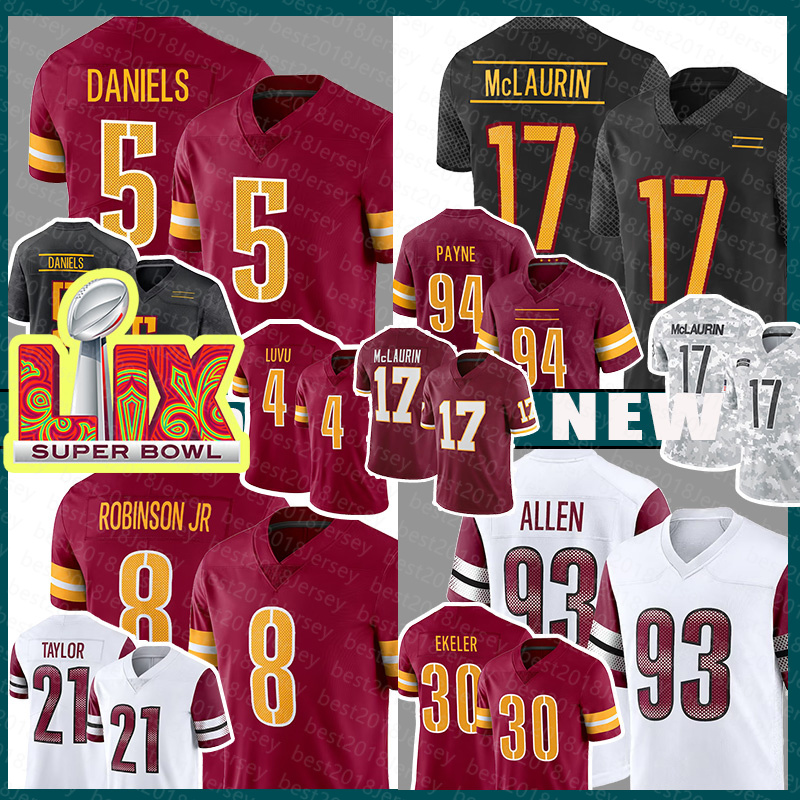 Mens Jonathan Allen Football Jerseys Terry McLaurin Jayden Daniels Frankie Luvu Bobby Wagner Brian Robinson Jr Bobby Wagner Sean Taylor Daron Payne Austin Ekeler
