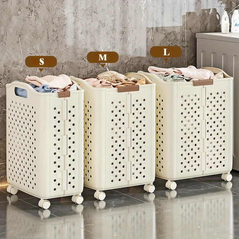 Large Folding Laundry Basket Durable PP Multi-Purpose Dirty Clothes Storage Basket for Bedroom Bathroom Household 250113