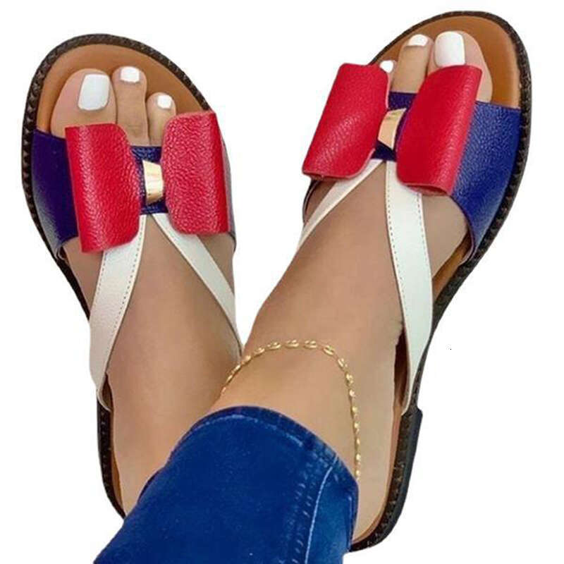 Summer hot Slippers Women: Butterfly-Knot Casual Flat Sandals, Stylish Slip-Ons for Daily Wear, Light & Comfortable