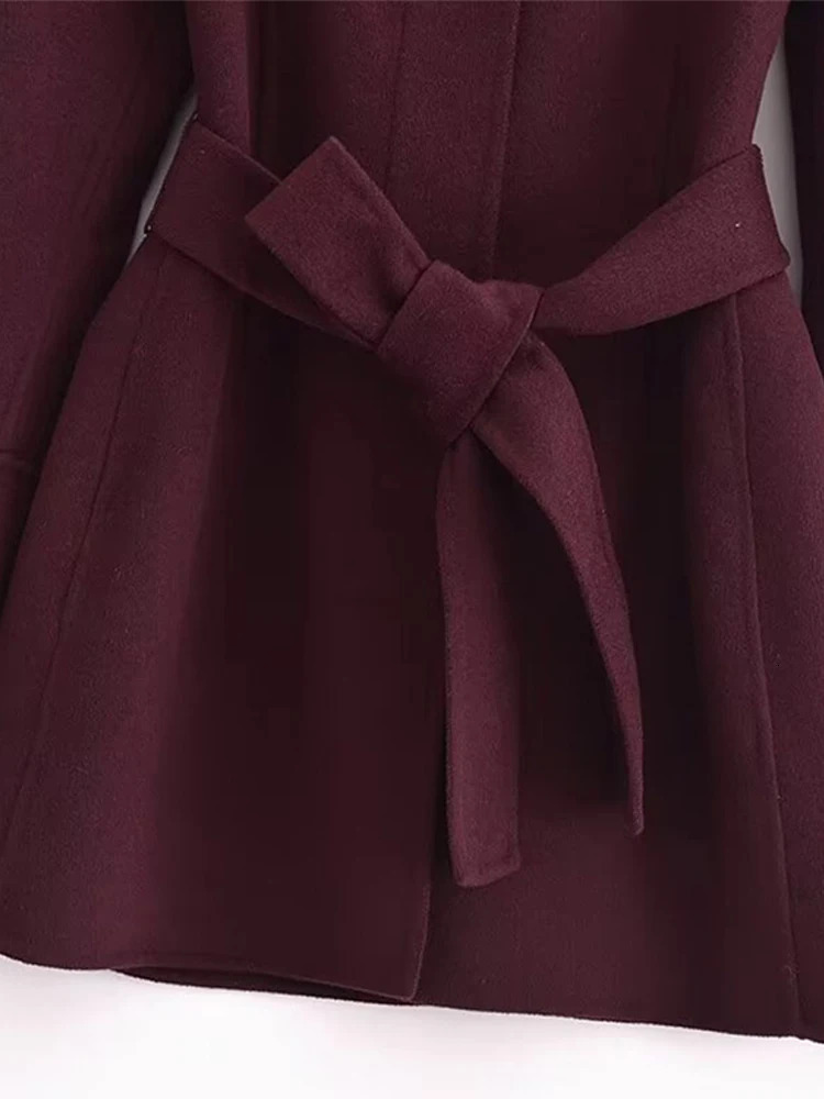 Elegant Lace Up Womens Coat Turtleneck Long Sleeve Solid Female Jacket 2024 Fashion Spring Autumn Office Lady Outwear 250113Z