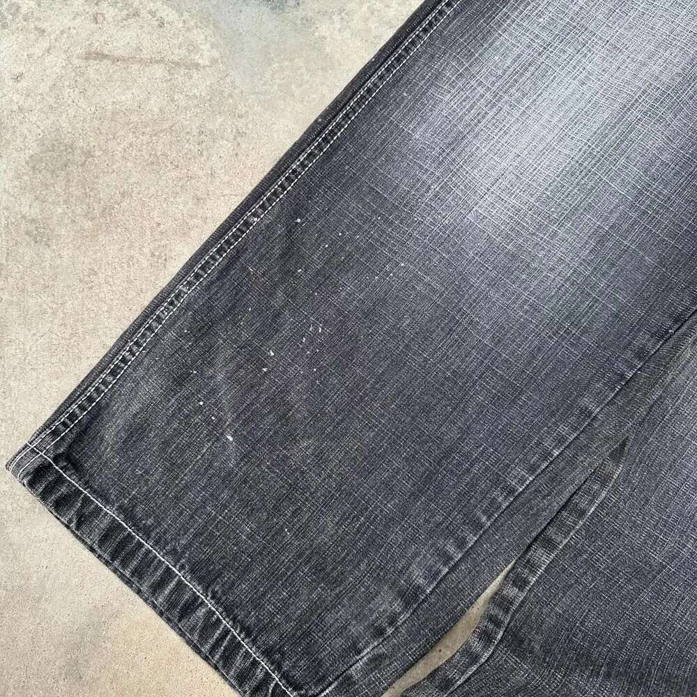 American Trend Retro Washed Black Hip-Hop Baggy Jeans Men's Y2K New Haruku Punk Gothic Couple Casual Wide Pants Streetwear