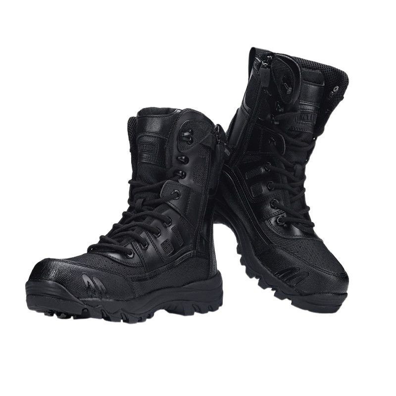 Outdoor tactical designer boots breathable special forces combat training boots, high top mesh military enthusiast shoes, men's boots, zipper hik