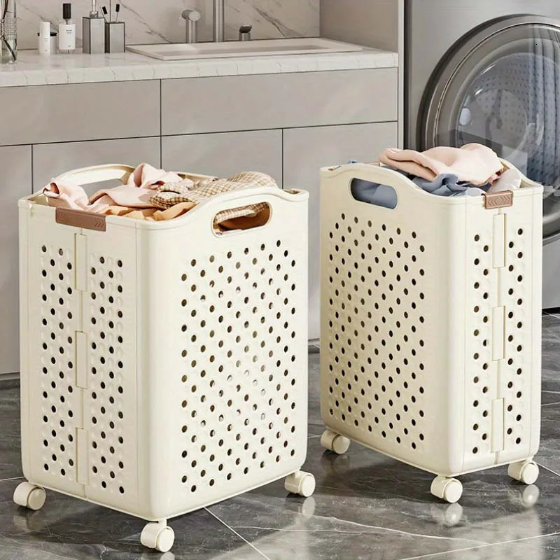Large Folding Laundry Basket Durable PP Multi-Purpose Dirty Clothes Storage Basket for Bedroom Bathroom Household 250113