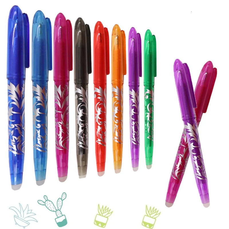 8pcs Multi-Color Erasable Gel Pen 0.5mm Tip Painting Writing Drawing School Black Blue Red Pink Orange Green Purple Light Blue 250121