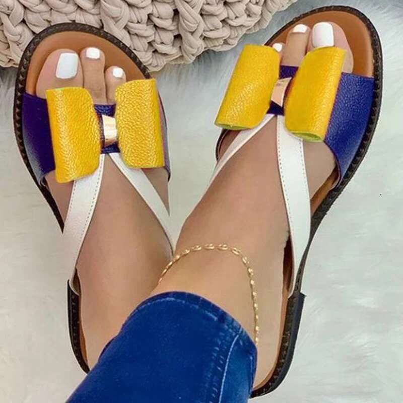 Summer hot Slippers Women: Butterfly-Knot Casual Flat Sandals, Stylish Slip-Ons for Daily Wear, Light & Comfortable