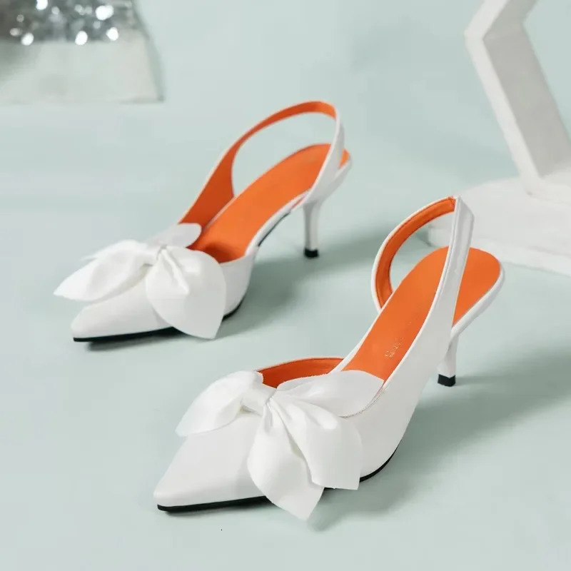 High Quality Ladies Shoes Baotou Womens Sandals Fashion Butterflyknot Office and Career Plus Size Solid Heels Women 250117BJ