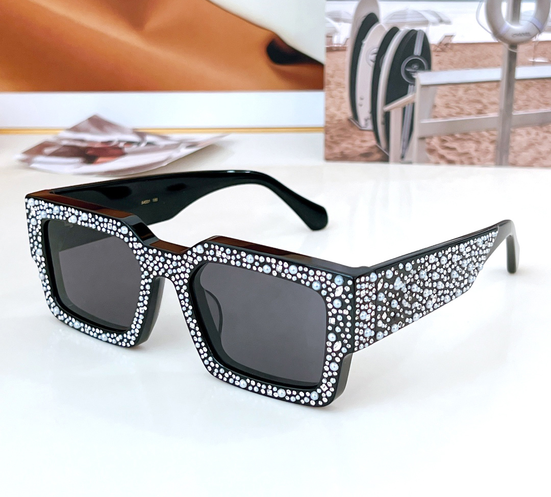 Fashion designer Pearls Strass Clash Sunglasses z2396 mens classic luxury square vintage sun glasses Avant-garde trend style Anti-Ultraviolet come with case