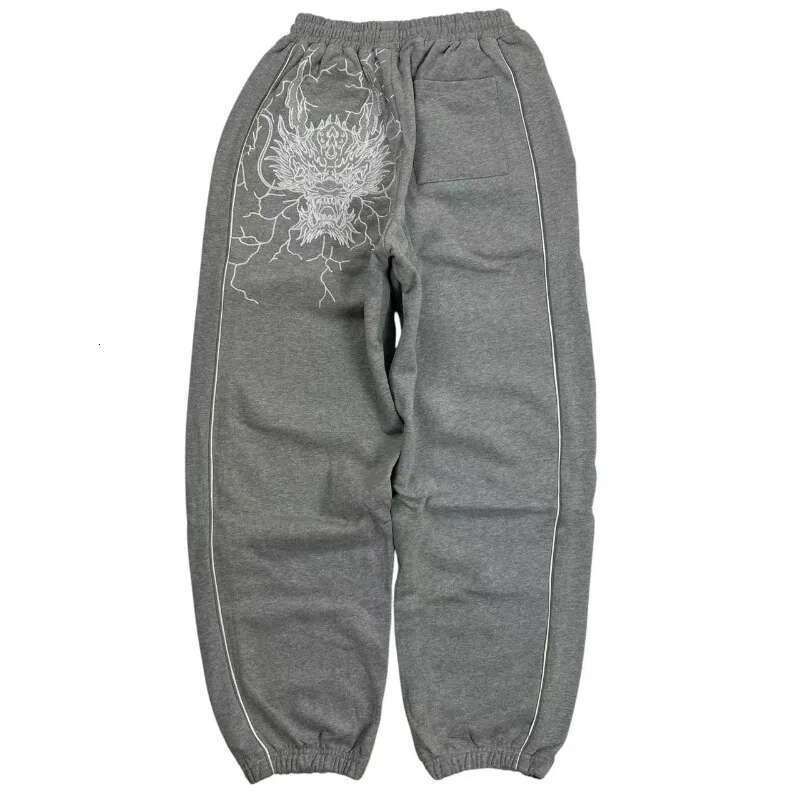 Y2k Streetwear Vintage Dragon Head Embroidery men Hip hop trend fashion straight casual loose couple tracksuit pants