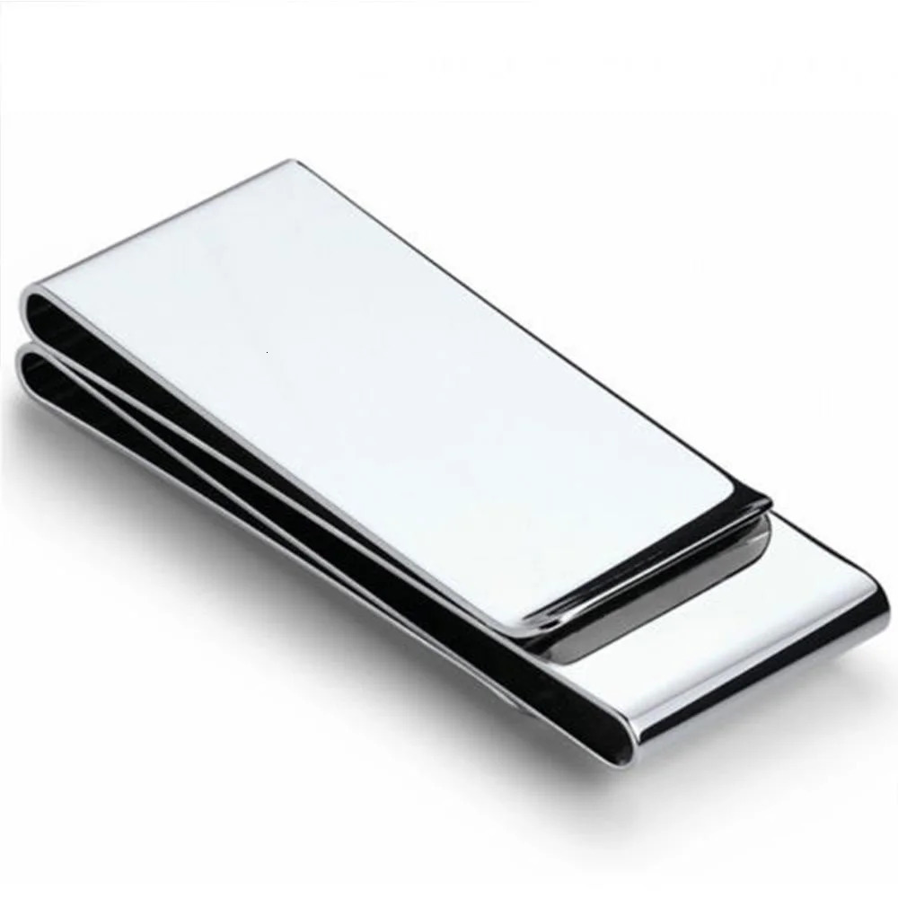 Silver Money Clip Mens Stainless Steel Cash Holder Male Mini Purse Metal Bill Clamp Slim Pocket ID Credit Card Folder 250114