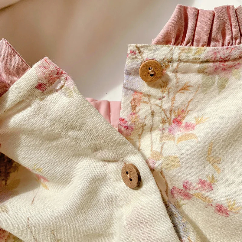 Spring European American Style 2-7Yrs Baby Girl Party Dress Long Sleeved Cotton Floral Printing Kids Princess Dresses 250120