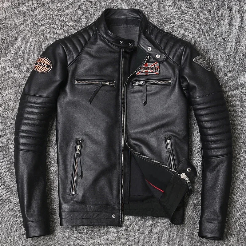 Motorcycle leather jacket mens style bicycle jacket ultra-thin denim spring jacket mens 250122