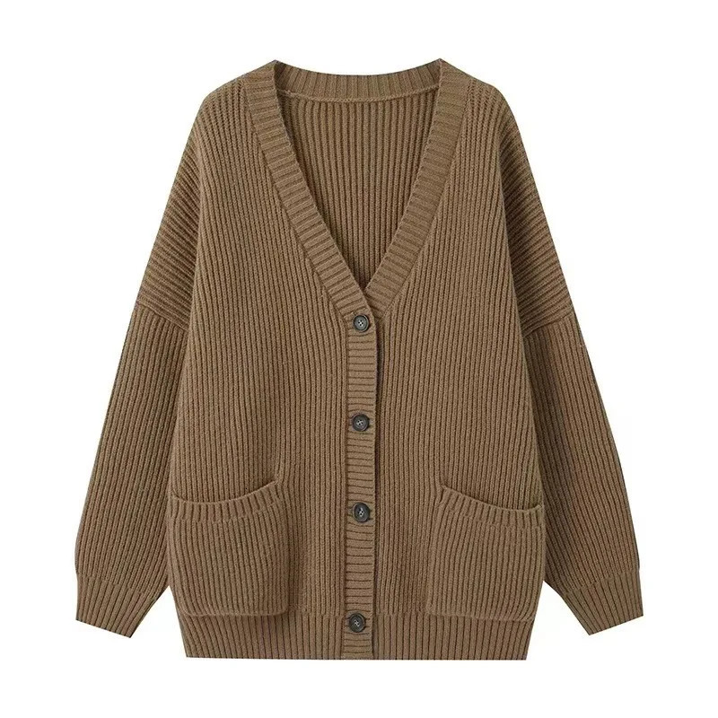 Women Button Pocket Loose Cardigan Coats Autumn Lady Korea Student Knitwear Sweaters PUMY01 250109Z