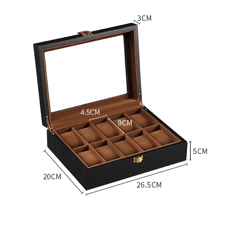 VANSIHO Wooden 6/10/12 Slots Watch Display Tray Packaging Gift Case Table Position Wood Material Watch Storage Box 250121