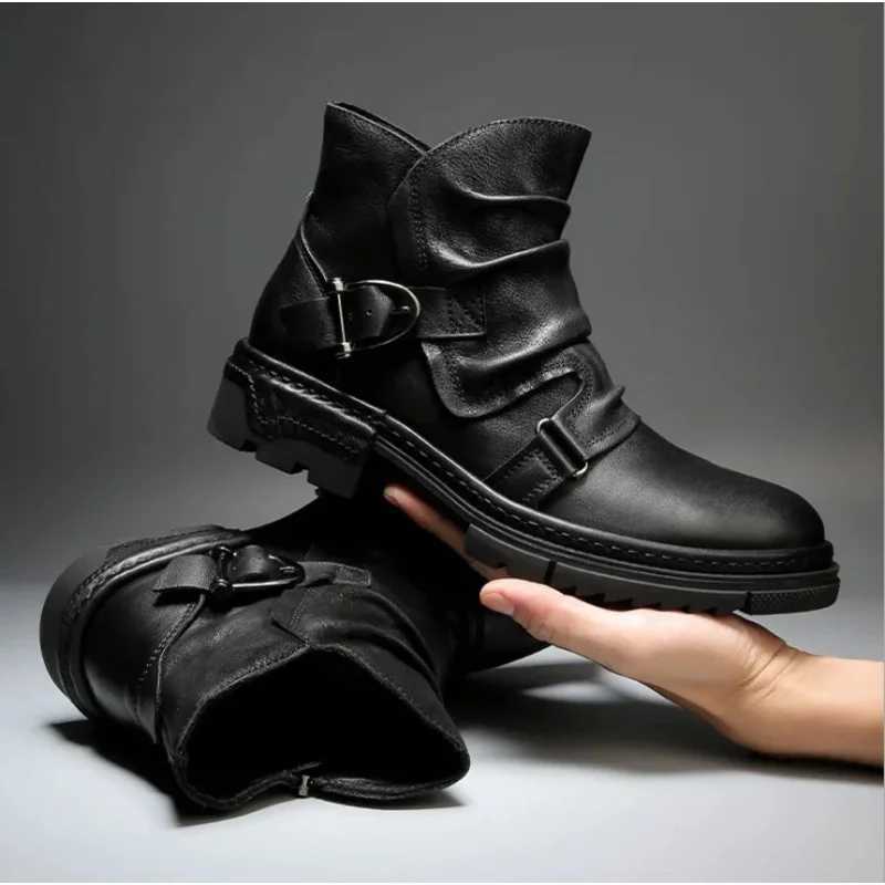 Mens Medieval Leather Renaissance Captain Jack Vintage Martin Ankle Boots Halloween Retro Steampunk Knight Pirate Cosplay Shoes M250121