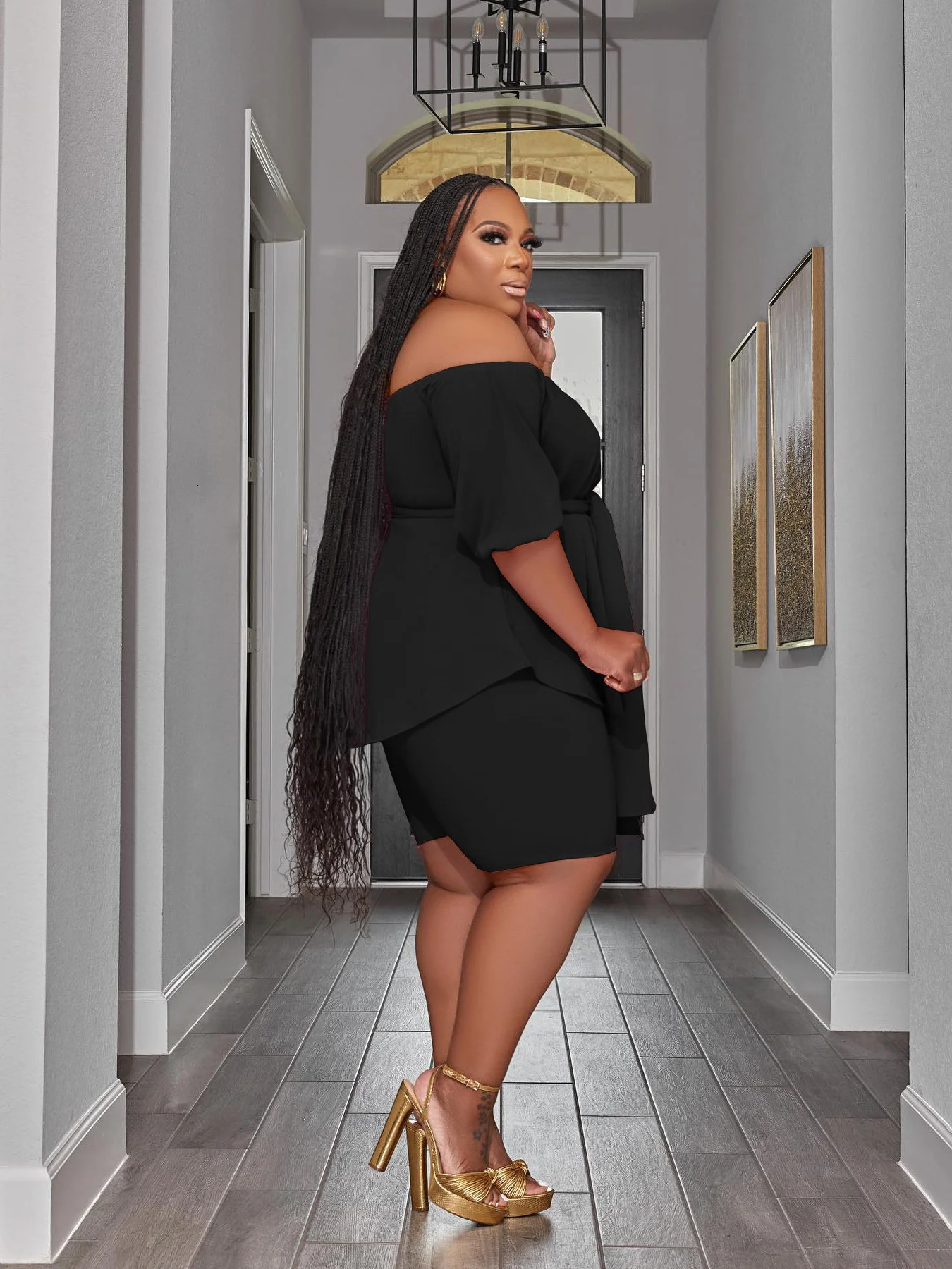 Wmstar Plus Size Two Piece Outfit In Matching Shorts Sets Loose Top with Bandage Summer Wholesale Drop 2023 250122