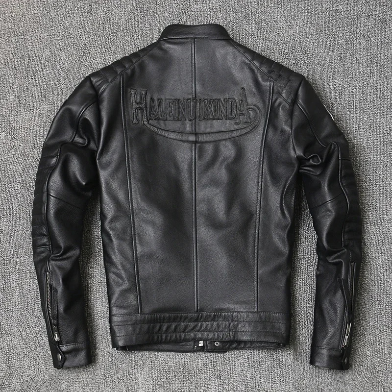 Motorcycle leather jacket mens style bicycle jacket ultra-thin denim spring jacket mens 250122