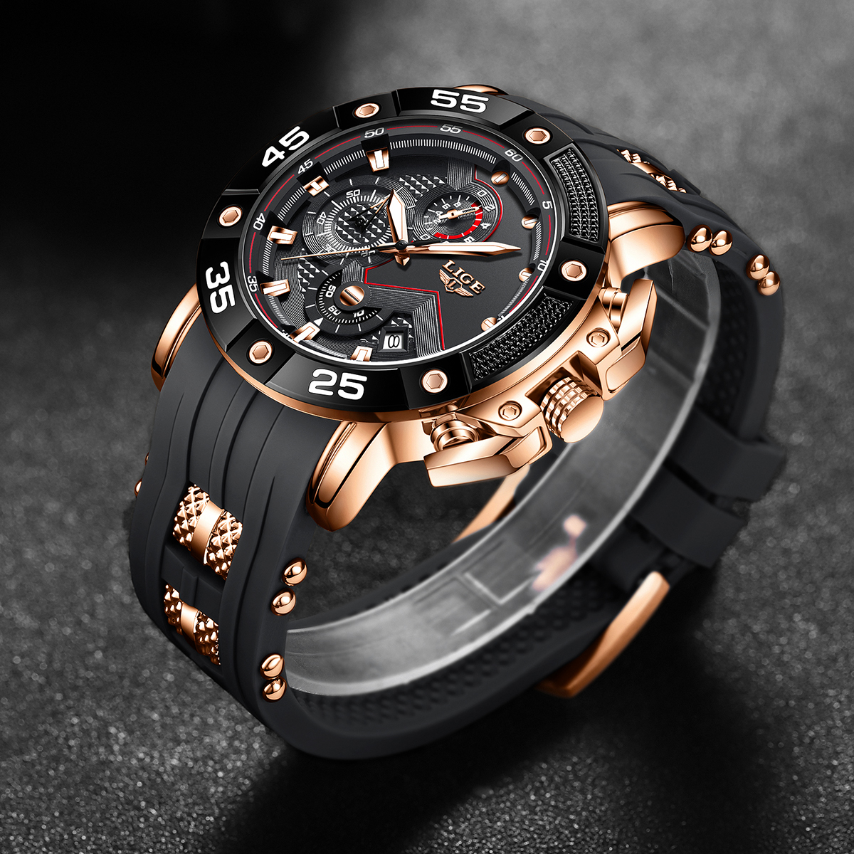 LIGE Business Men's Watch Quartz Watch Chronograph Multi functional Night Light Calendar Sports Waterproof Watch Festival Gift