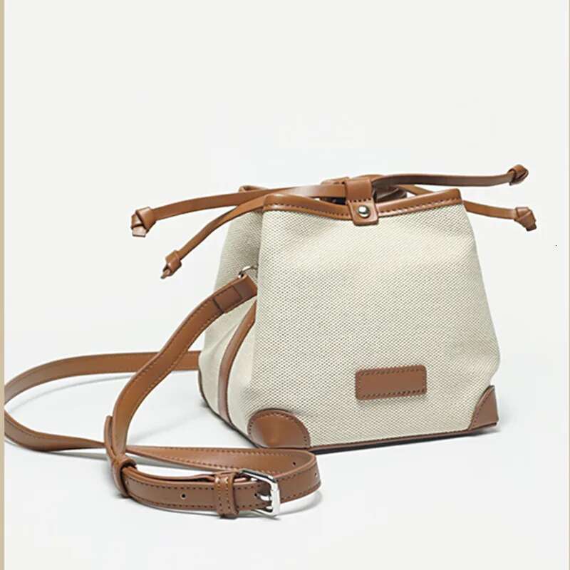 2024 New Women's Fashion Versatile Canvas Stylish Drawstring Retro Bucket Single Shoulder Crossbody Bag For Women
