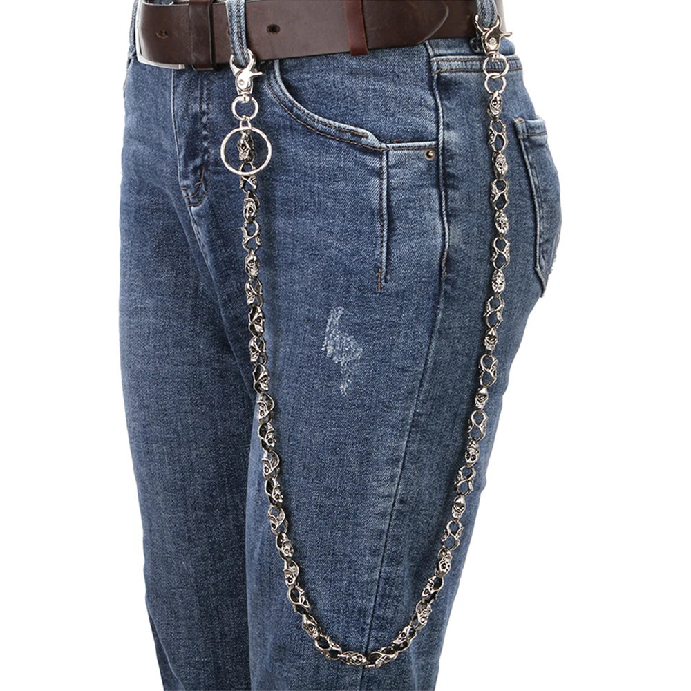 Skull Biker Jean Key Wallet Chains Black Rock Punk Hip-pop Metal Keychain Pants Belt Chain Fashion Men Accessories Jewelry DR45 250122