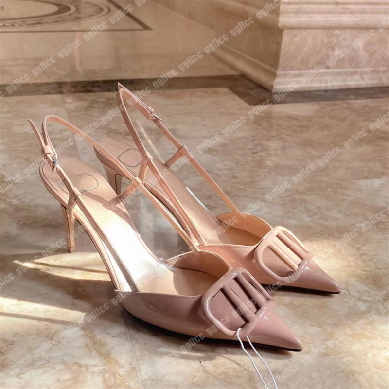 Designer Sandals High Heels Genuine Leather for Women Shoes 6cm 8cm 10cm Summer Luxury Flat Slides Ladies Beach Sandal Party Wedding Shoes