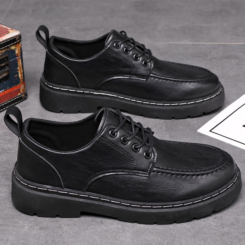 Derby 2024 new autumn low top Martin boots men's retro workwear thick sole height increasing breathable suede leather shoes