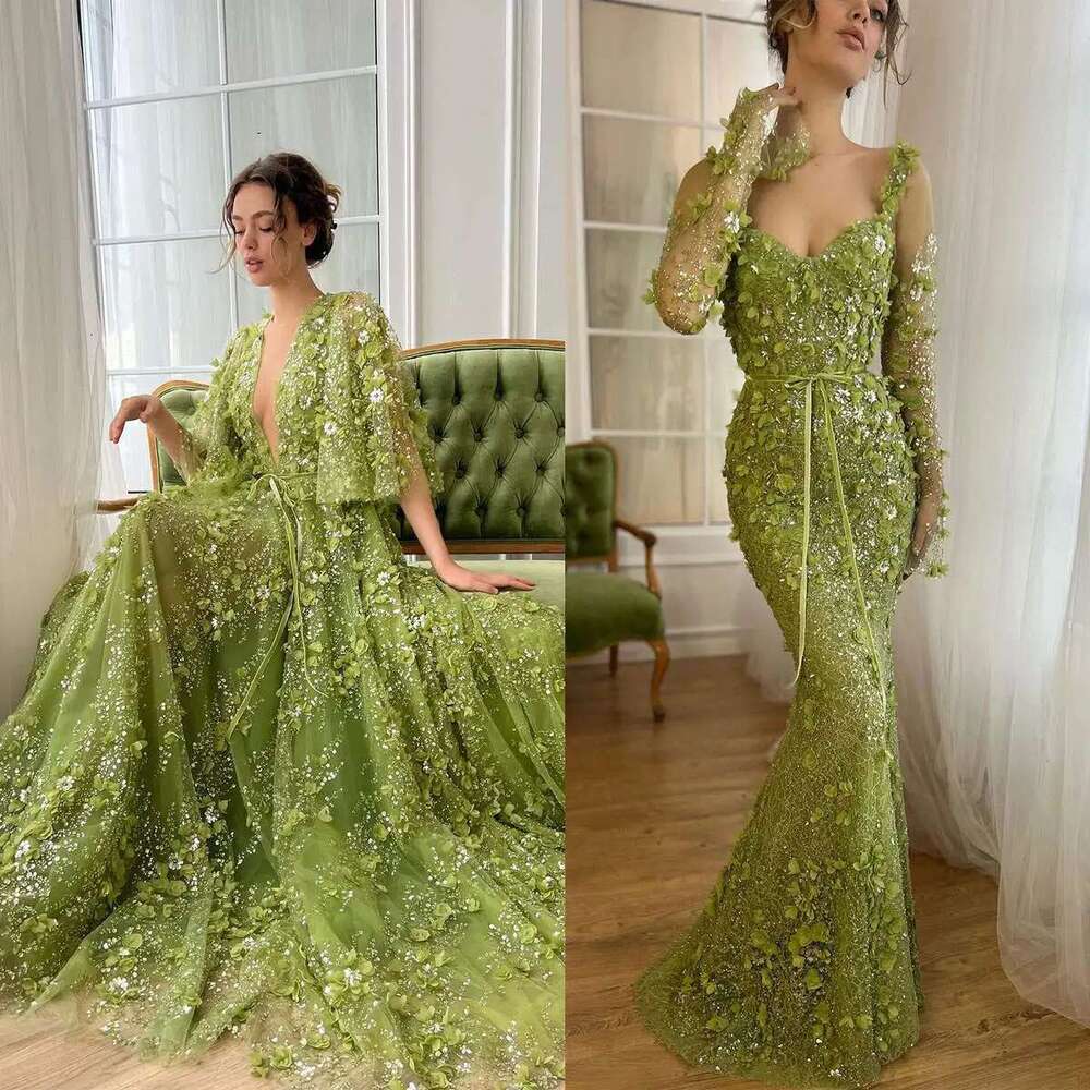 Vibrant-sequins Strapless Dresses, Long Sleeve, Ball Gown, evening Party Dress, Custom, Appliques, Mermaid