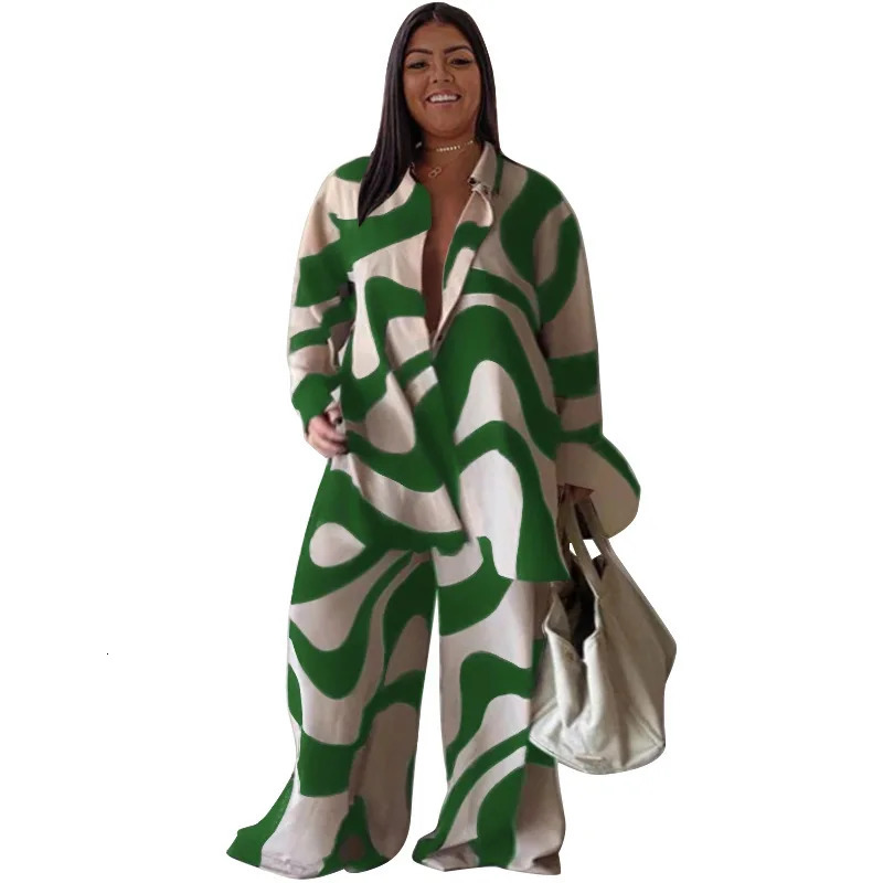 WSFEC L4XL plus size womens twopiece set Africa 2023 autumn and winter long sleeved loose casual pants shipped directly 250122